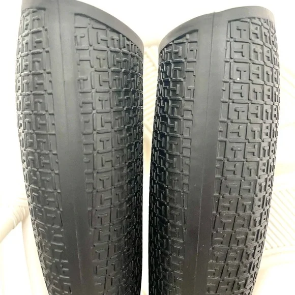 Tommy Hilfiger Black Raised Monogrammed Knee-High Rubber Rain Boots - Picture 4 of 14